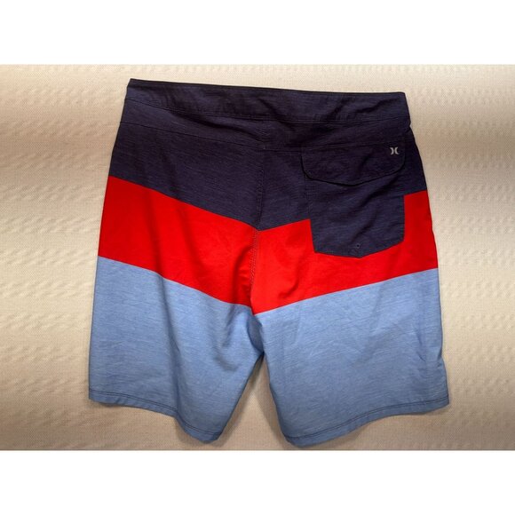 Hurley Mens Colorblock Board Shorts Size 38 Red Blue Drawstring Beach Swimwear - Picture 8 of 11